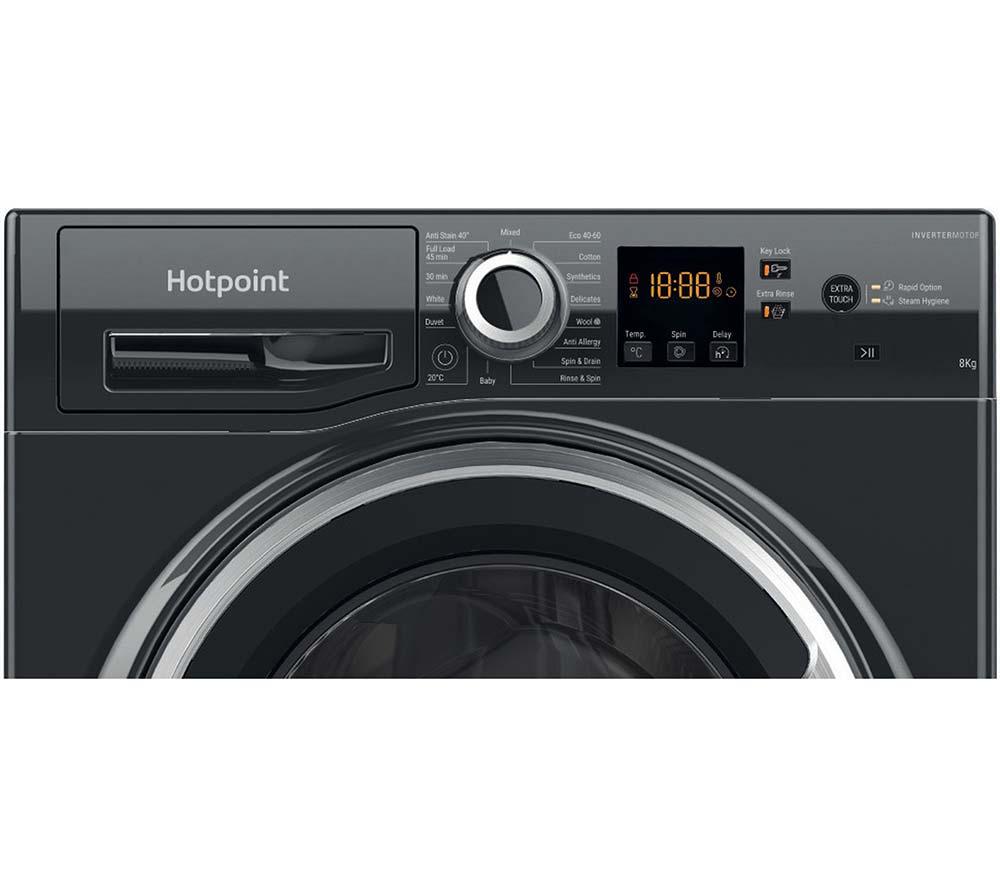 Lavadora de carga frontal HOTPOINT Anti-Manchas NSWR 846 BS UK de 8 kg y 1400 rpm - Negra