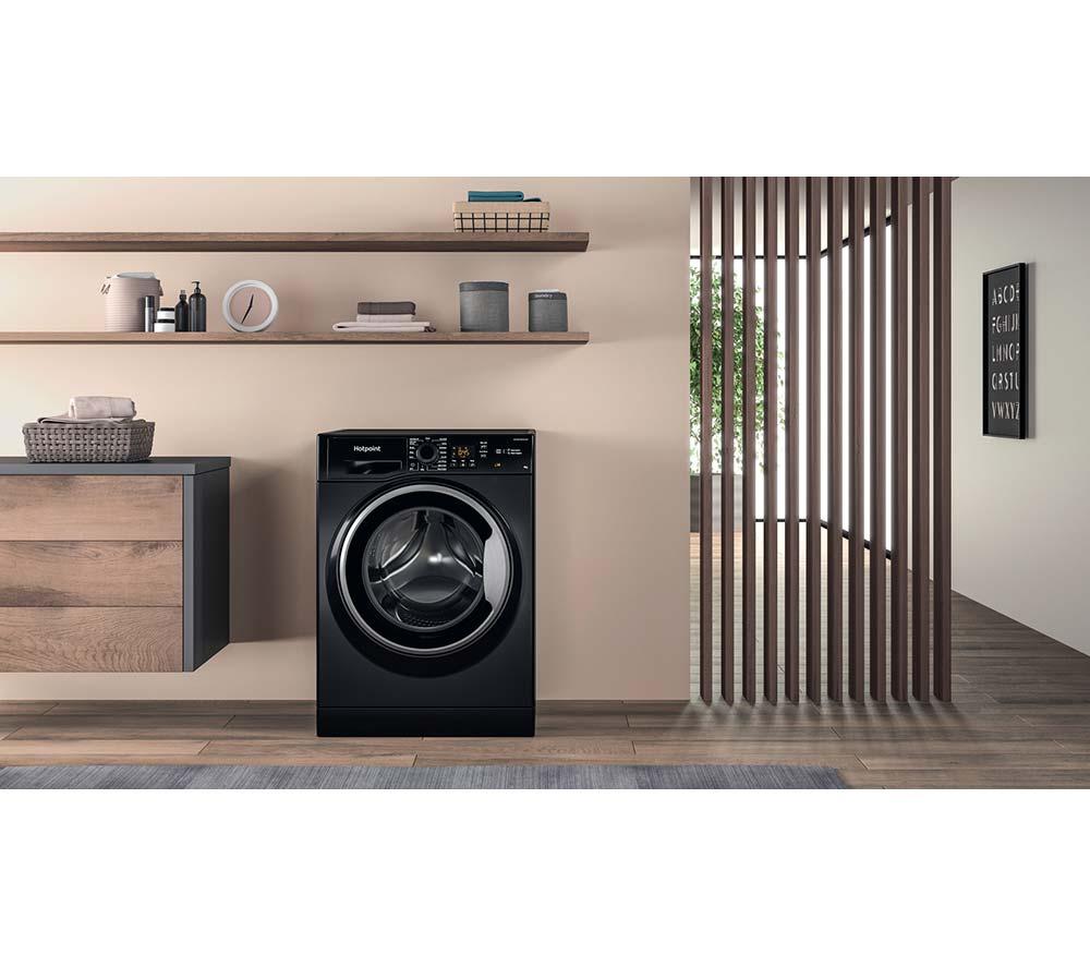 Lavadora de carga frontal HOTPOINT Anti-Manchas NSWR 846 BS UK de 8 kg y 1400 rpm - Negra