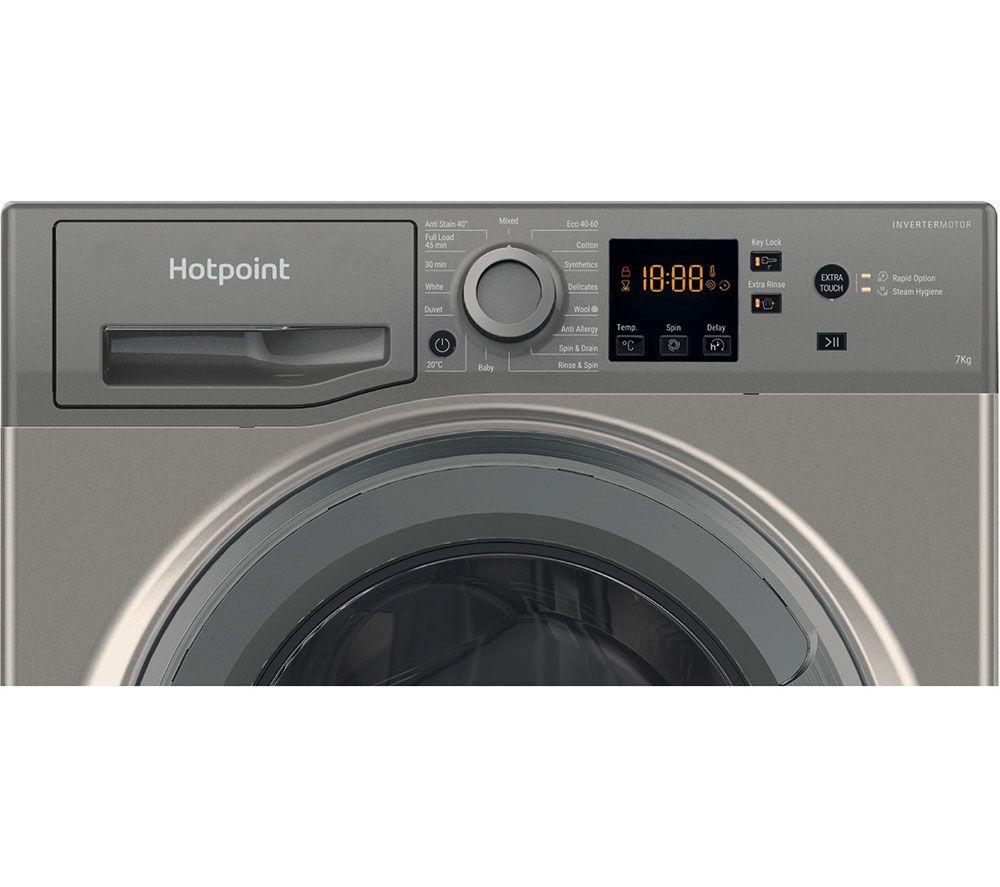 Lavadora de carga frontal HOTPOINT Anti-manchas NSWR 7469 GK UK de 7 kg y 1400 rpm - Grafito