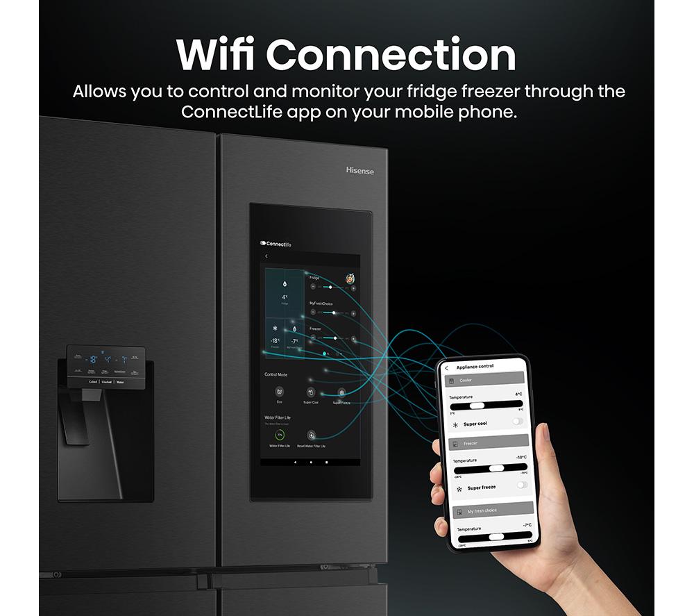 Frigorífico americano inteligente HISENSE PureFlat RQ760N4IFE - Acero inoxidable negro