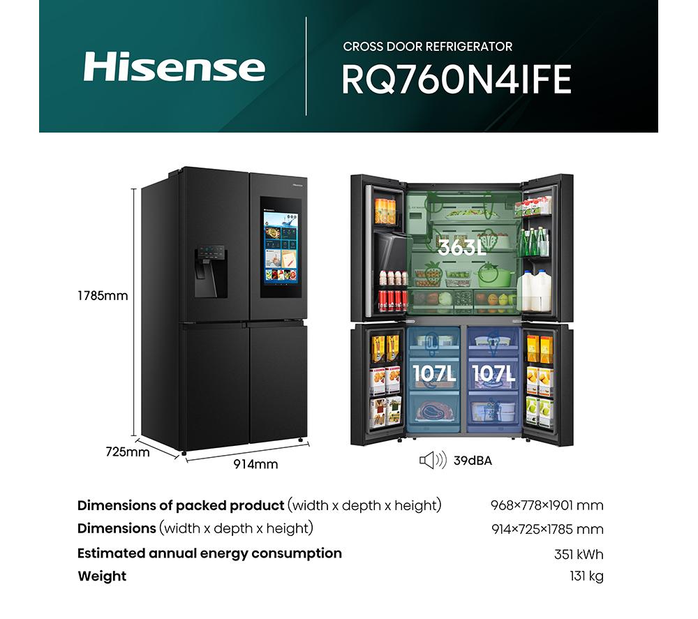 Frigorífico americano inteligente HISENSE PureFlat RQ760N4IFE - Acero inoxidable negro