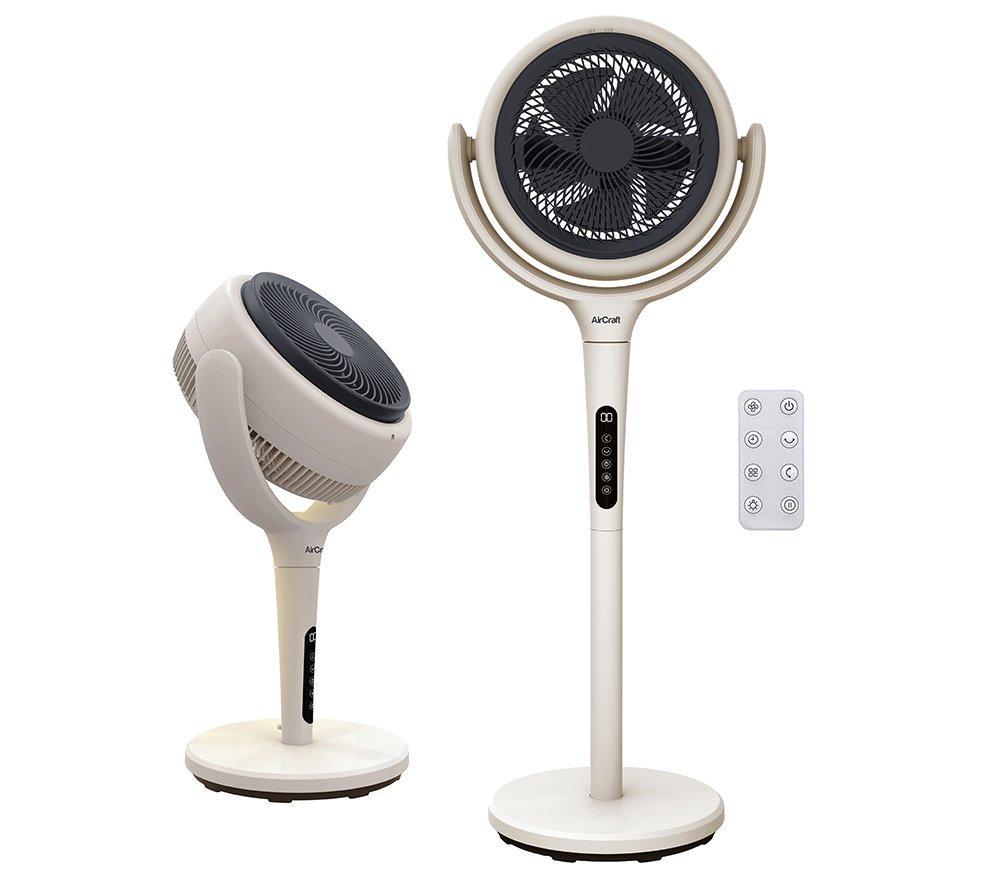 AIRCRAFT HOME LUME Quiet Air Circulator 8" Pedestal Fan - Stone White