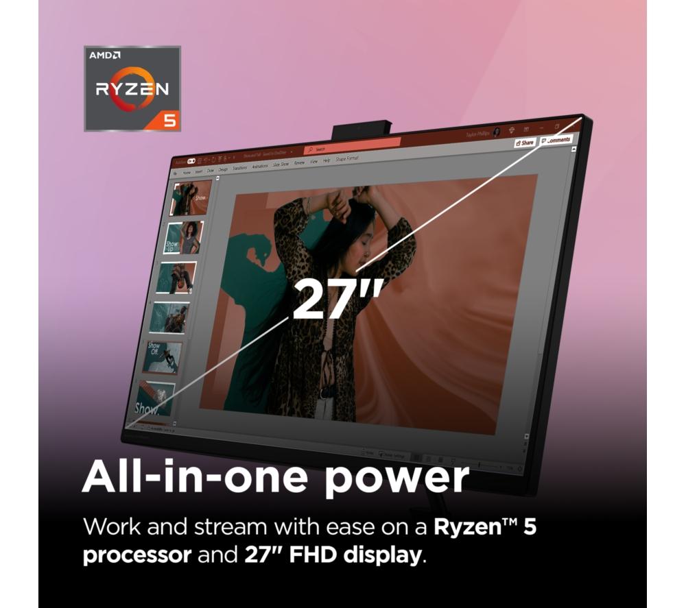 LENOVO IdeaCentre AIO 3 27" All-in-One PC - AMD Ryzen 5, 1 TB SSD, Black