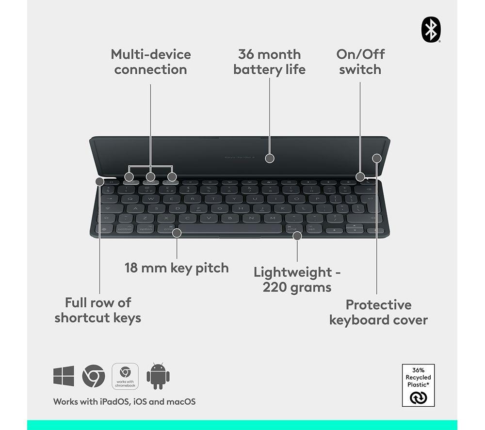 LOGITECH Keys-to-go 2 Wireless Keyboard for Mac - Graphite