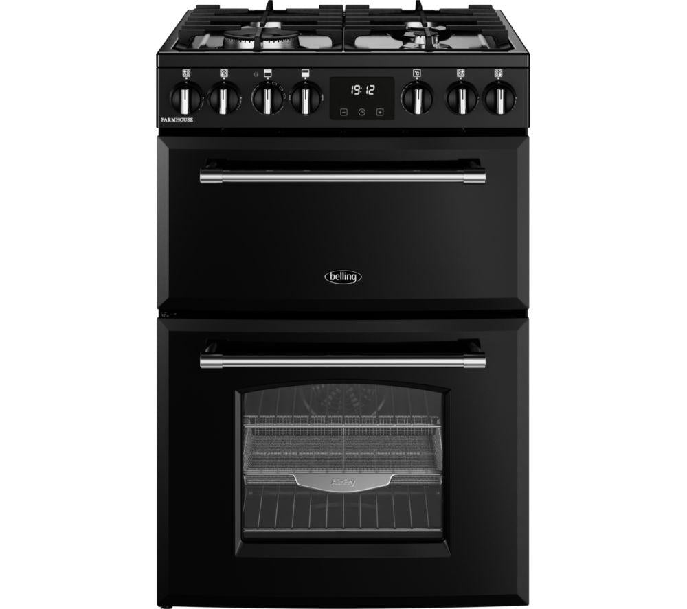 BELLING Farmhouse 60DF Dual Fuel Cooker - Black & Chrome