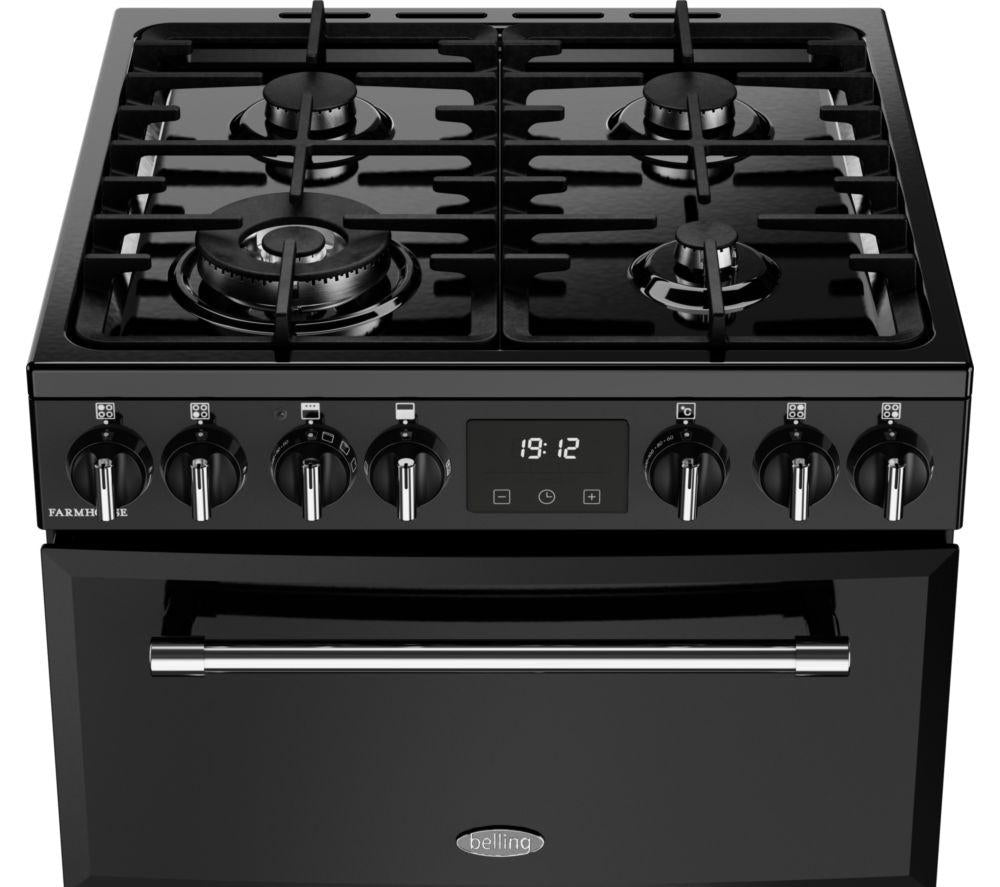 Cocina de doble combustible BELLING Farmhouse 60DF - Negro y cromo