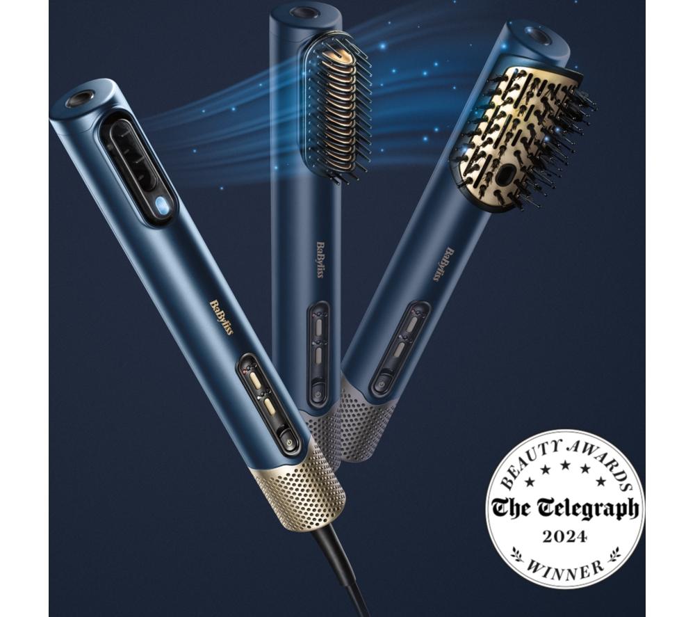 BABYLISS Air Wand Hair Dryer, Styler & Straightener All-in-One - Navy Blue & Gold