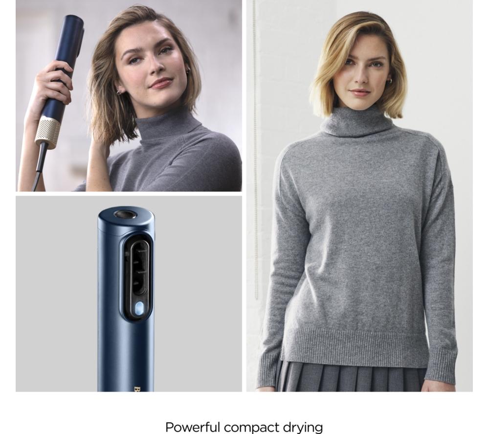 BABYLISS Air Wand Hair Dryer, Styler & Straightener All-in-One - Navy Blue & Gold