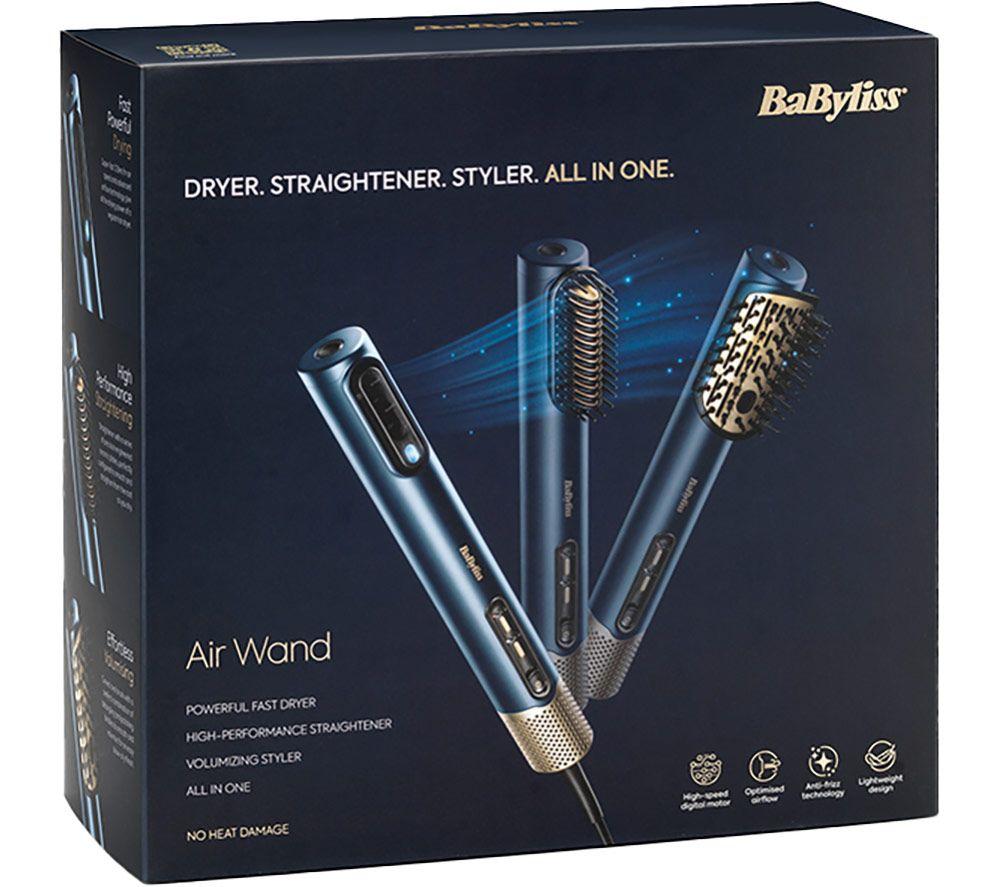 BABYLISS Air Wand Hair Dryer, Styler & Straightener All-in-One - Navy Blue & Gold