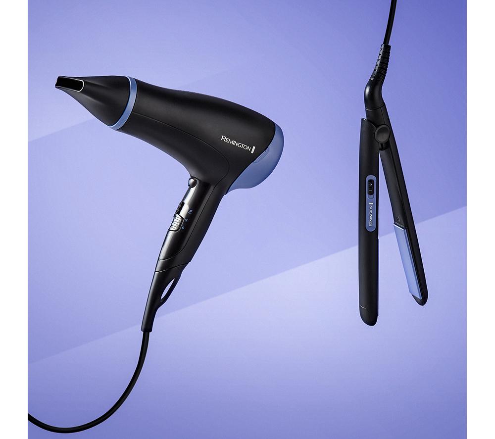 REMINGTON D3016GP Style Essentials Hair Dryer & Hair Straightener Set - Black & Purple