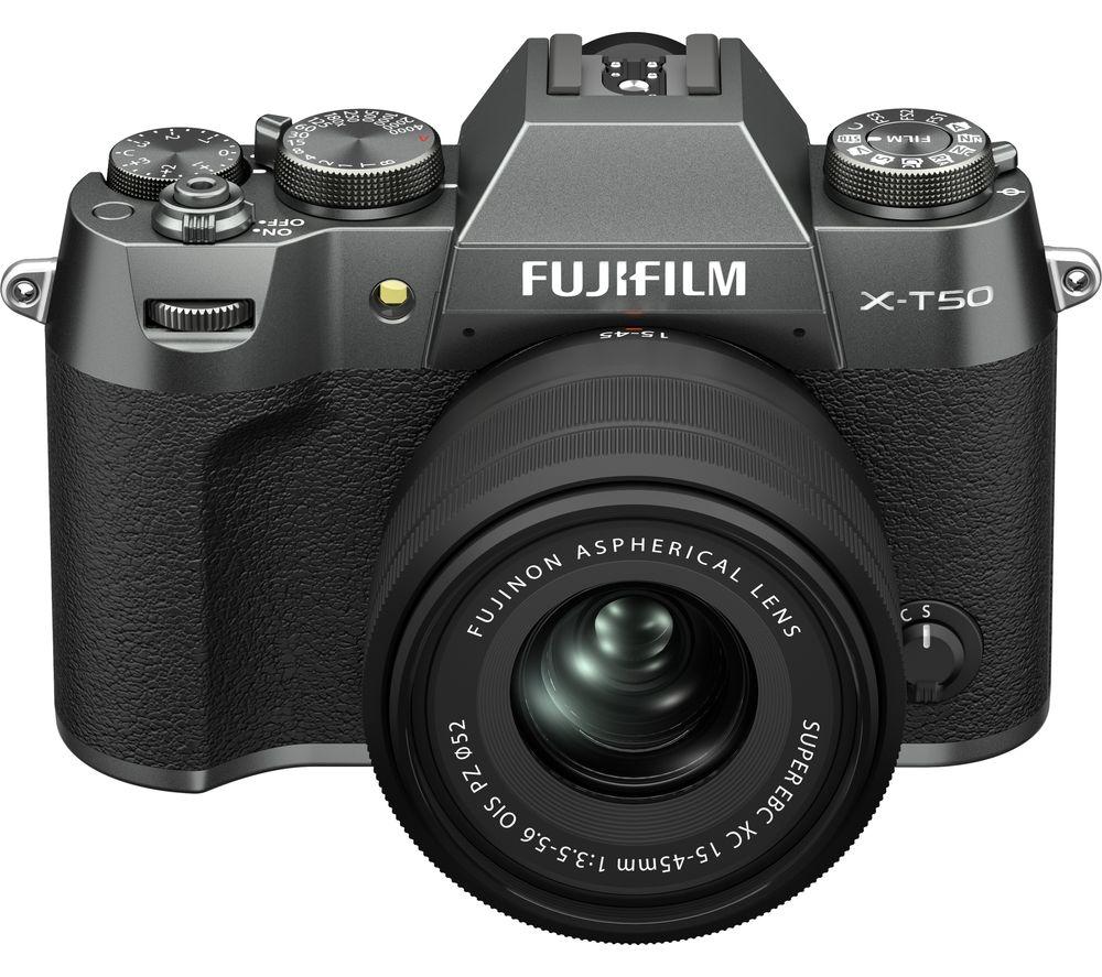 FUJIFILM X-T50 Mirrorless Camera with FUJINON XC 15-45 mm f/3.5-5.6 OIS PZ Lens - Charcoal Silver