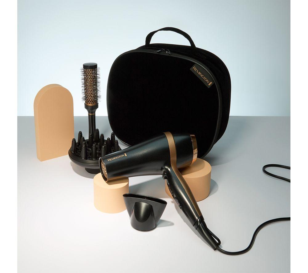 REMINGTON D6960GP Salon Smooth Hairdryer Gift Set - Black & Gold