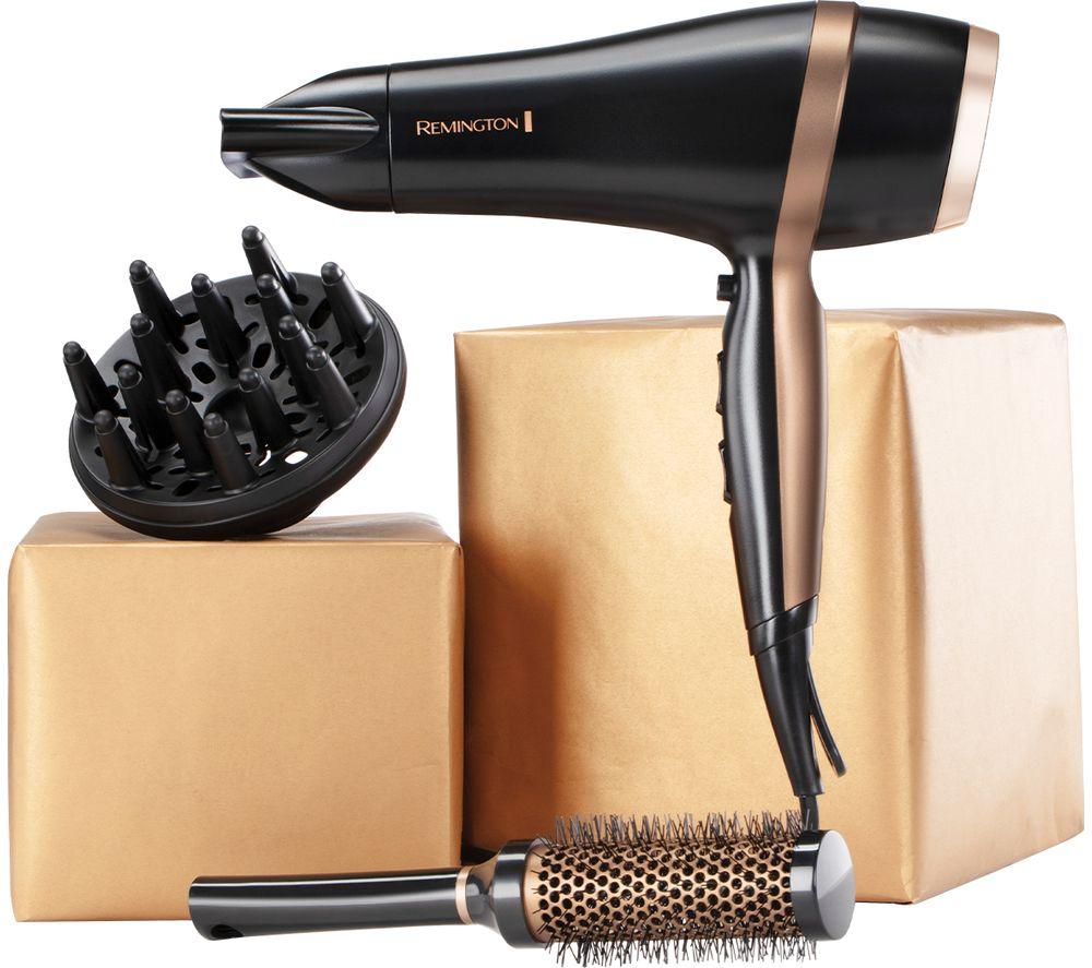 REMINGTON D6960GP Salon Smooth Hairdryer Gift Set - Black & Gold