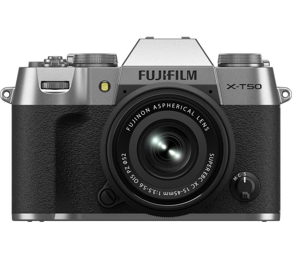 FUJIFILM X-T50 Mirrorless Camera with FUJINON XC 15-45 mm f/3.5-5.6 OIS PZ Lens - Silver
