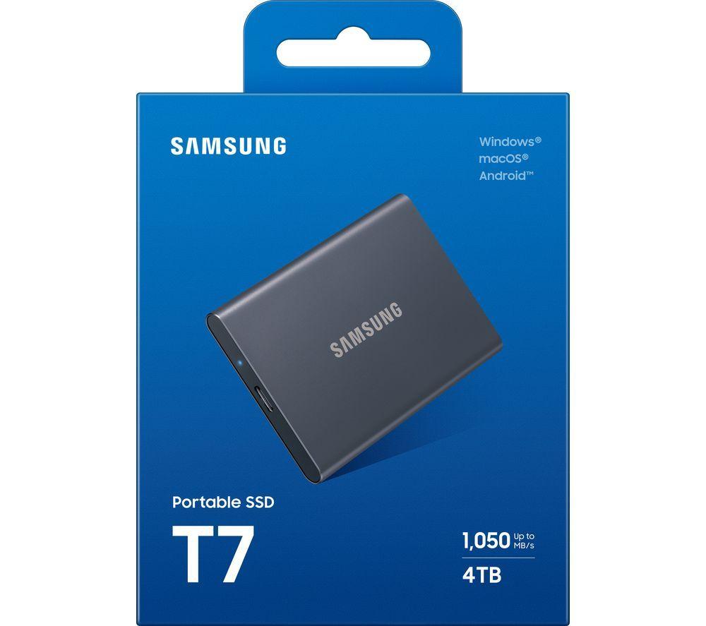 SAMSUNG T7 Portable External SSD - 4 TB, Grey
