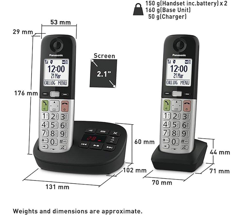 PANASONIC KX-TGU432EB Cordless Phone - Twin Handsets, Silver & Black