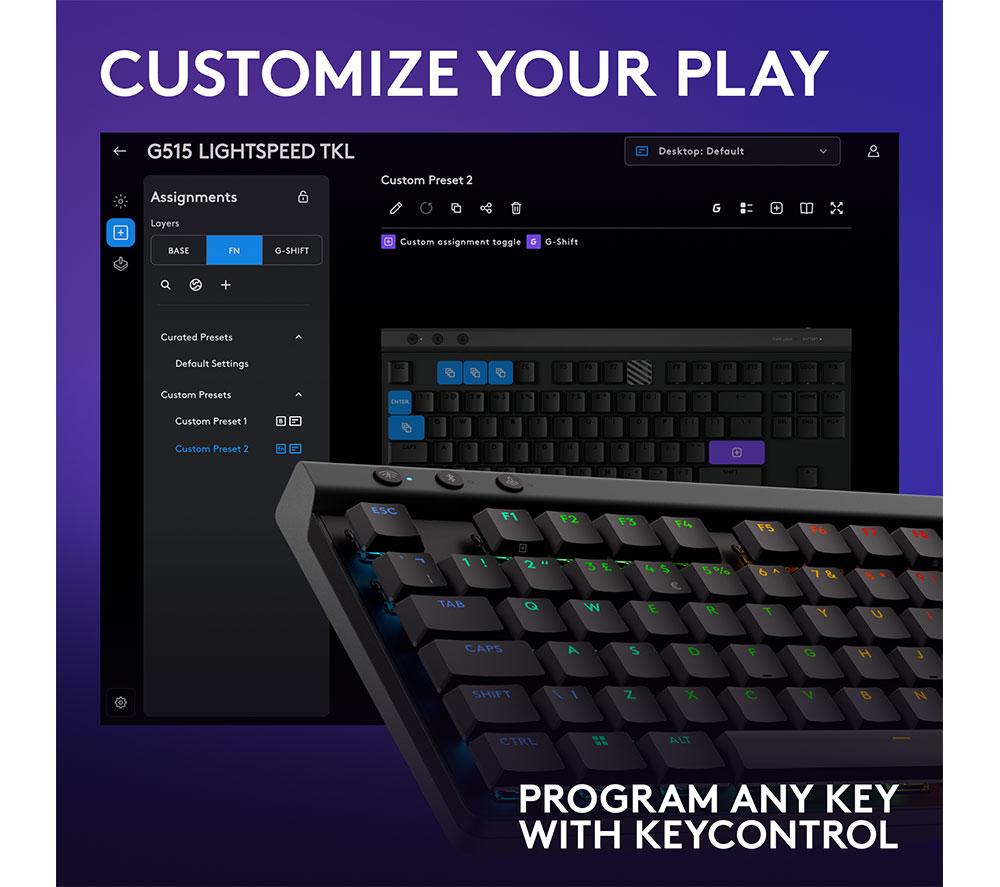 LOGITECH G515 TKL kabellose mechanische Gaming-Tastatur – Schwarz