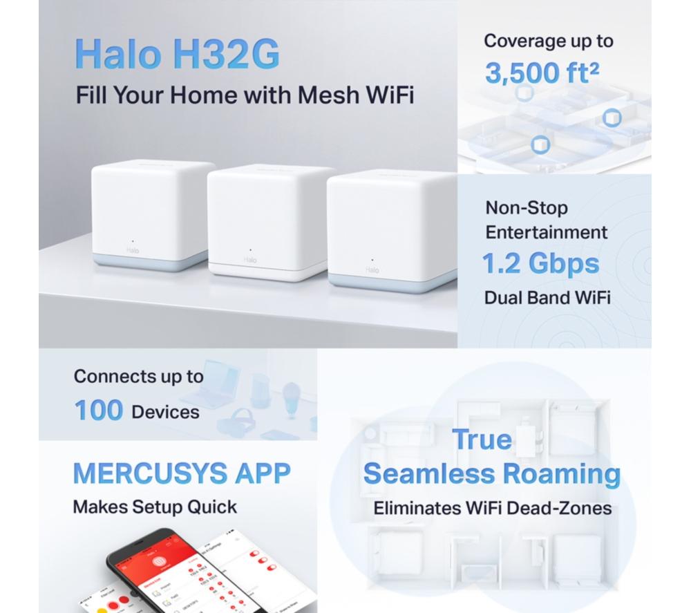 MERCUSYS Halo H1200 Whole Home WiFi System - Triple Pack