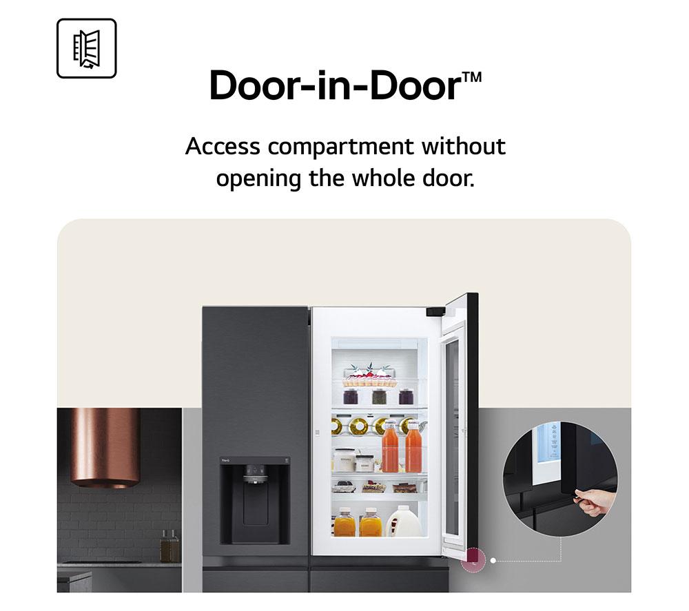 LG NatureFRESH GSJC40EPPE American-Style Fridge Freezer - Matte Black