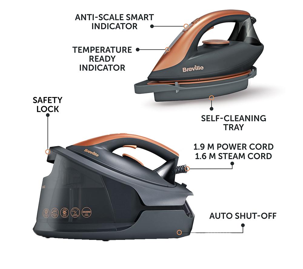 BREVILLE DiamondXpress VIN445 Steam Generator Iron - Dark Grey & Rose Gold