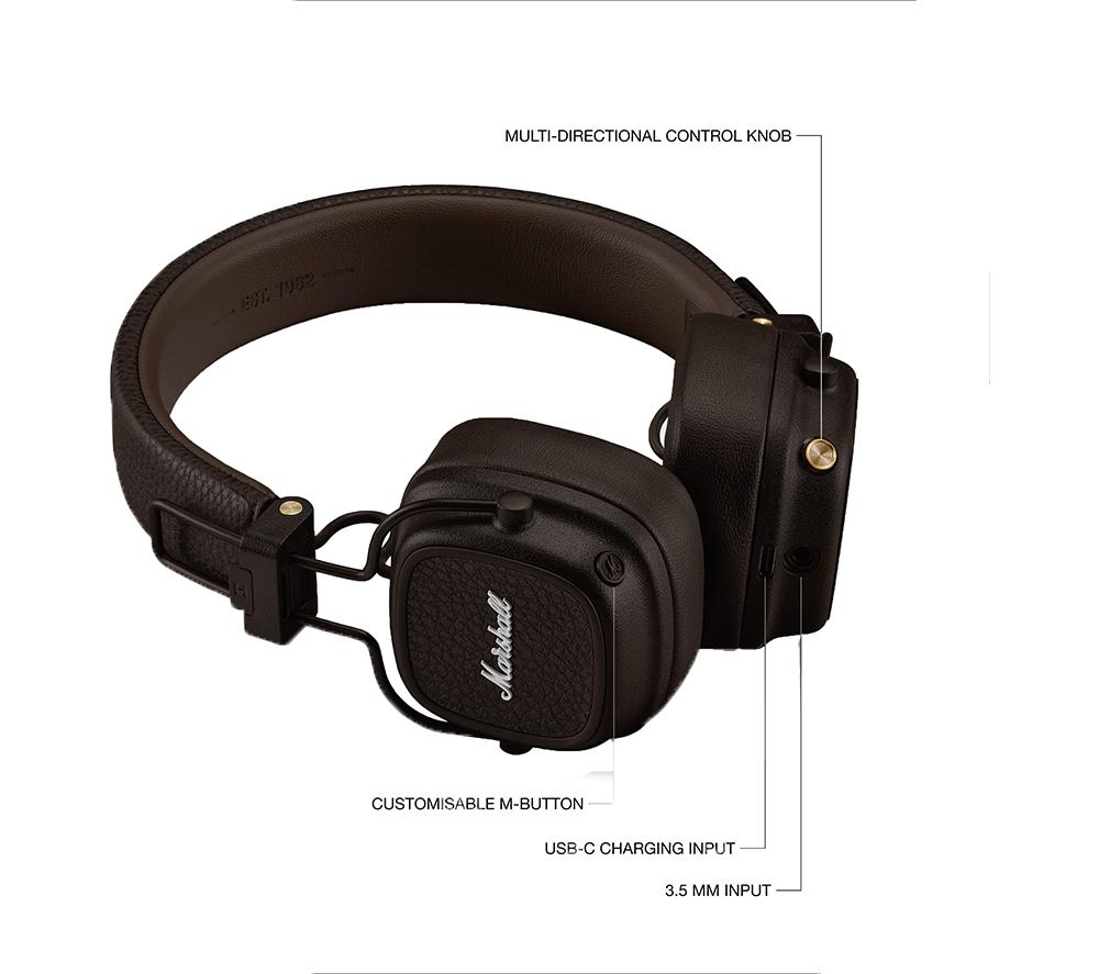 MARSHALL Major V Wireless Bluetooth Headphones - Brown