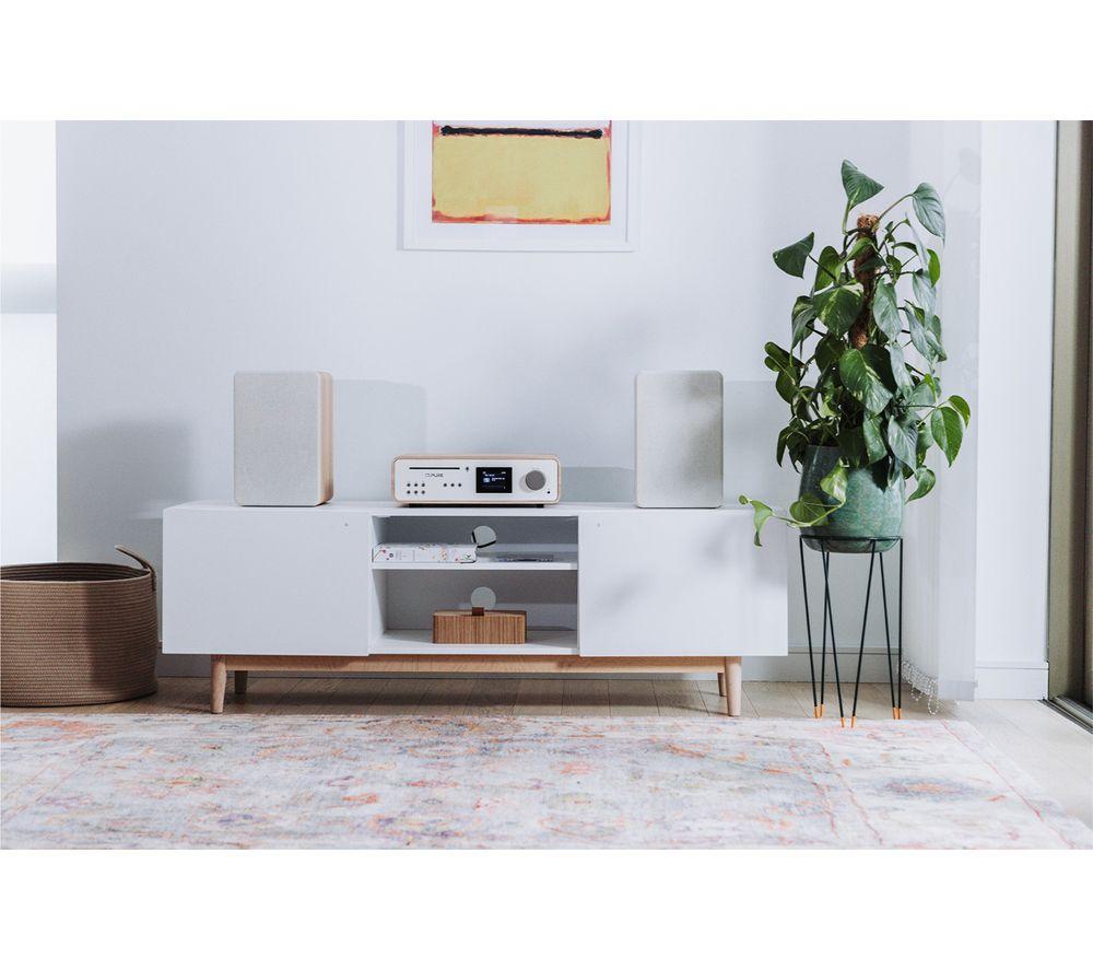 PURE Classic Stereo Traditional Hi-Fi System - Cotton White & Oak