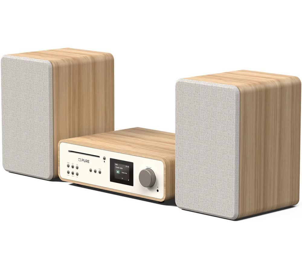 PURE Classic Stereo Traditional Hi-Fi System - Cotton White & Oak