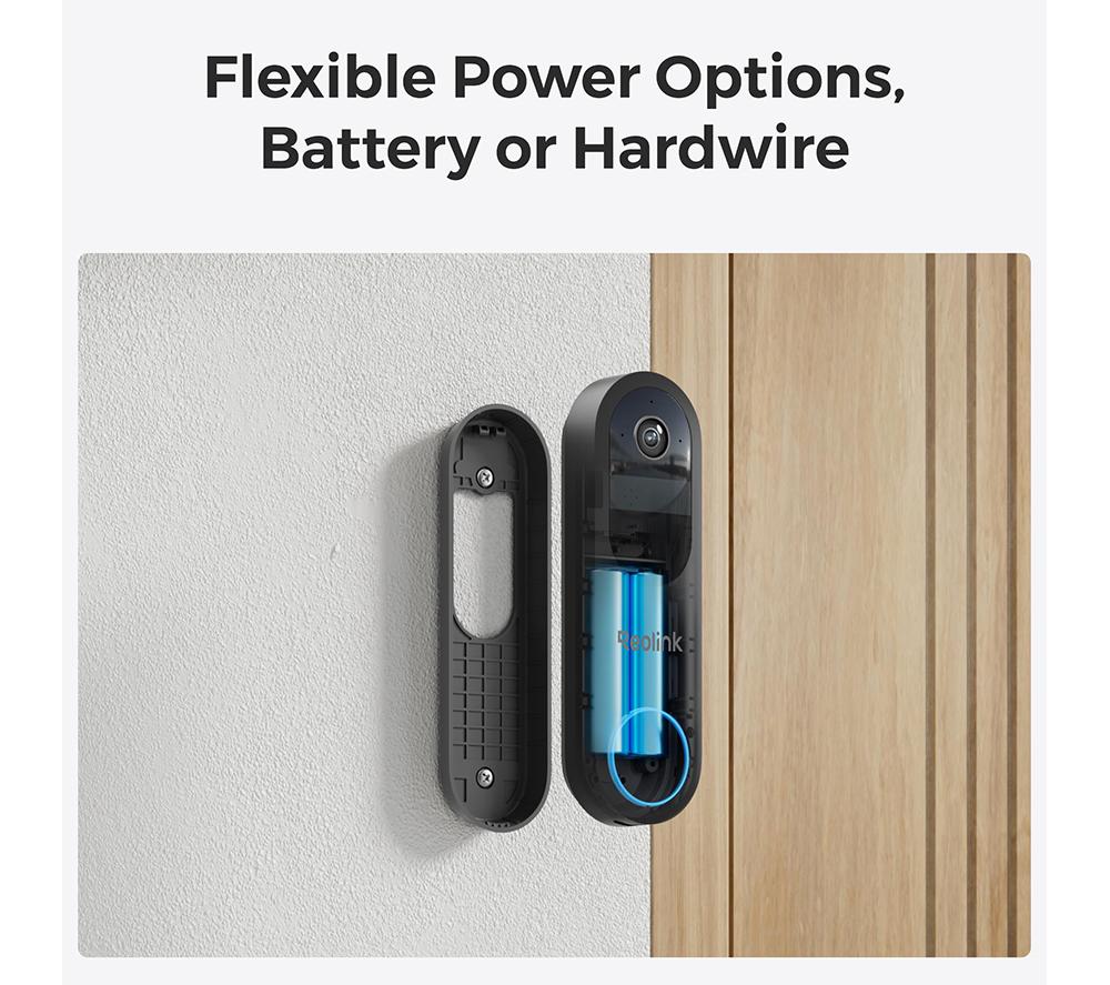 REOLINK D340B 2K WiFi Battery Video Doorbell, Chime & 64 GB Memory Card - Black