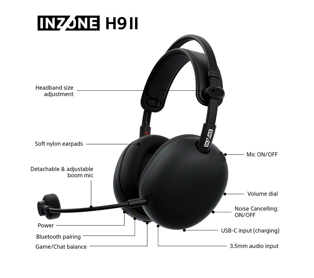 SONY INZONE H9 II Wireless Noise-Cancelling Gaming Headset - Black