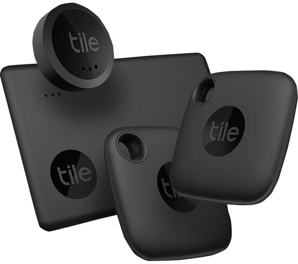 TILE Mate Essentials (2022) Bluetooth Tracker Bundle - Black, Pack of 4