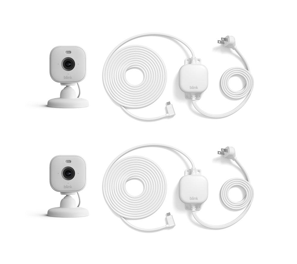 BLINK Mini 2 Full HD 1080p WiFi Security Camera with Weather Resistant Adapter - White, Twin Pack