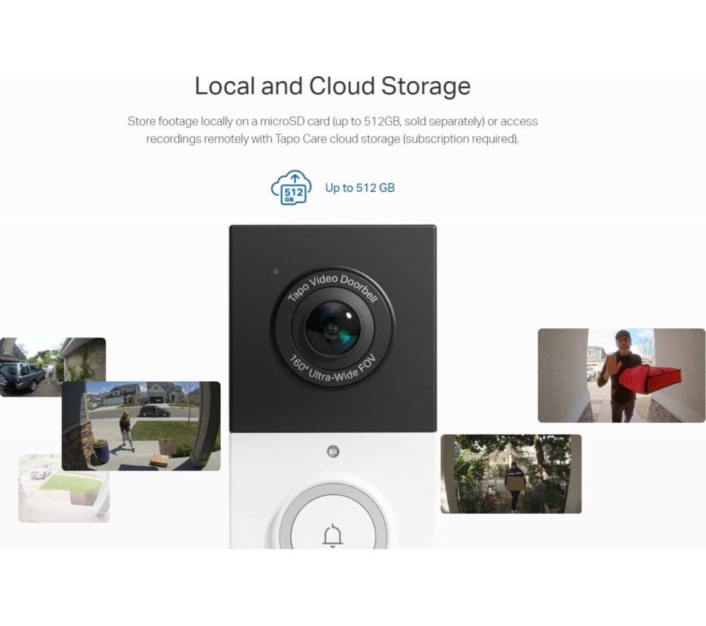 TP-LINK Tapo D210 2K 3 MP WiFi Video Doorbell with Chime - White