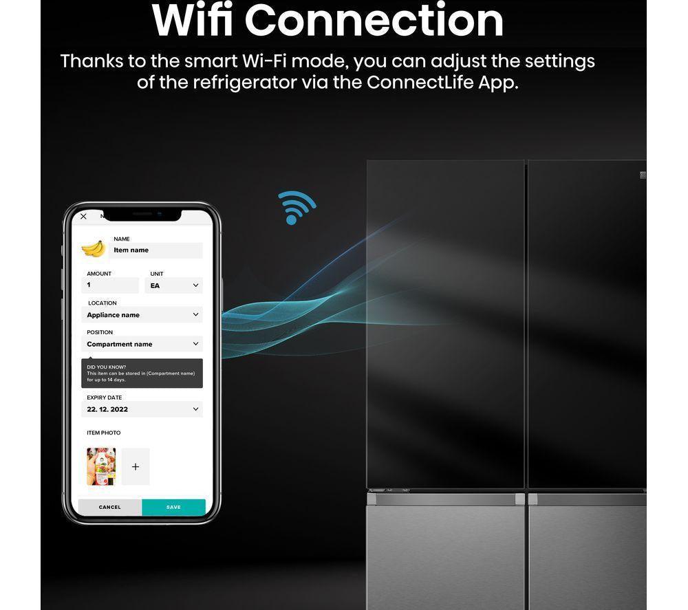 HISENSE RQ5X560SFLES Frigorífico americano inteligente - Negro y acero inoxidable