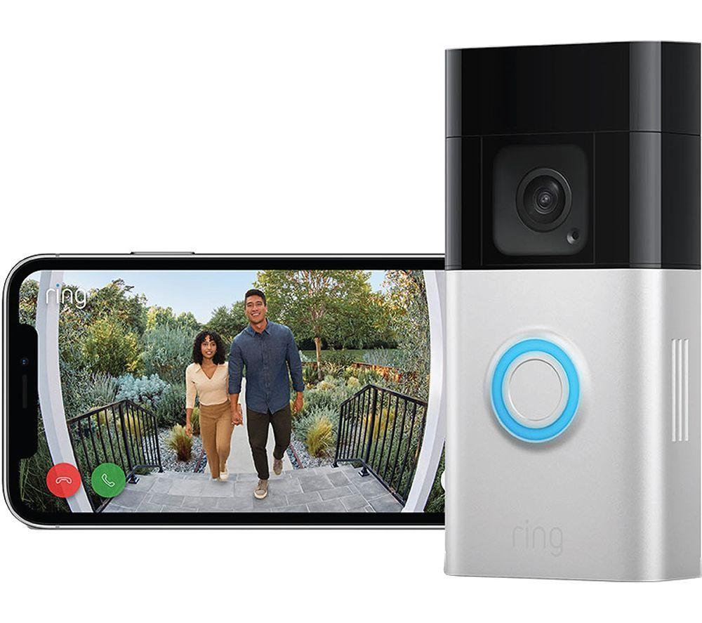 RING Battery Video Doorbell Plus & Indoor Camera (2nd Gen, White) Full HD 1080p WiFi Security Camera Bundle