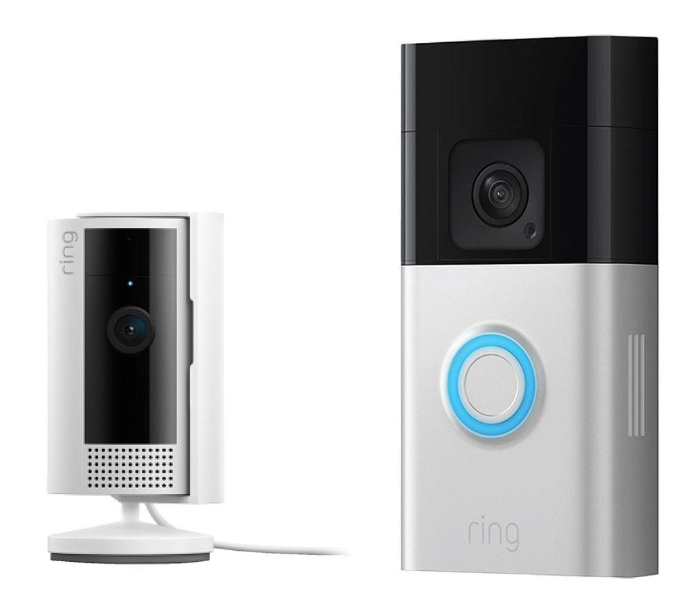 RING Battery Video Doorbell Plus & Indoor Camera (2nd Gen, White) Full HD 1080p WiFi Security Camera Bundle