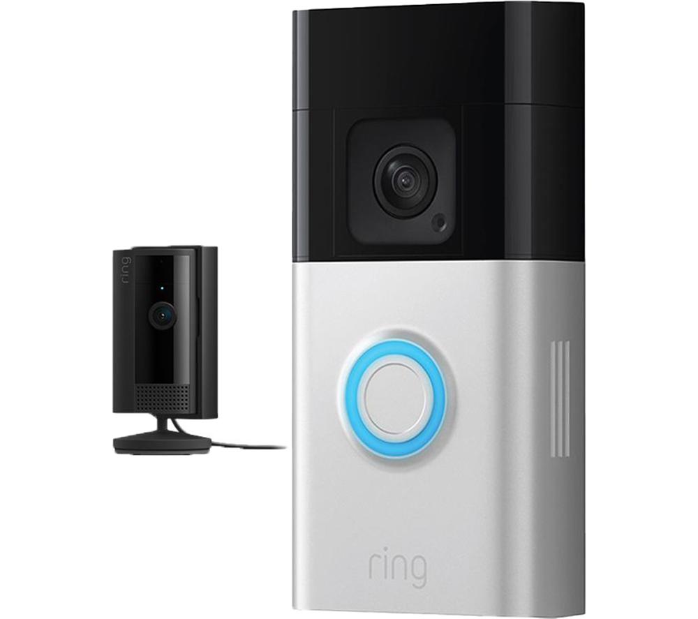 RING Battery Video Doorbell Plus & Indoor Camera (2nd Gen, Black) Full HD 1080p WiFi Security Camera Bundle