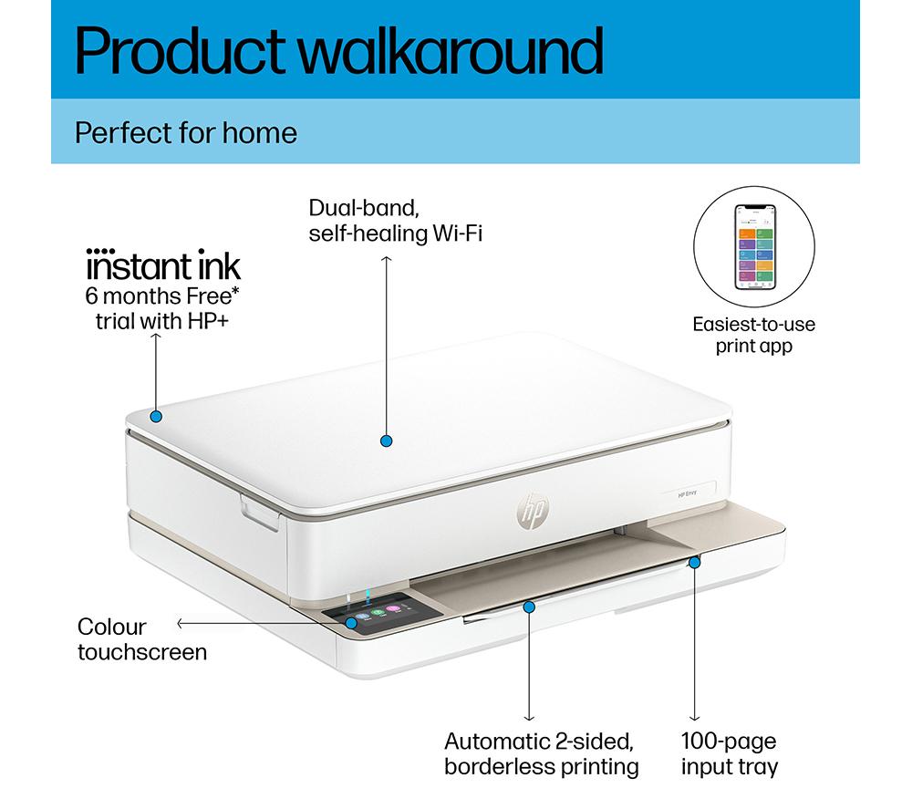 HP Envy 6132e All-in-One Wireless Inkjet Printer with Fax & 6 Months Free Instant Ink with HP+