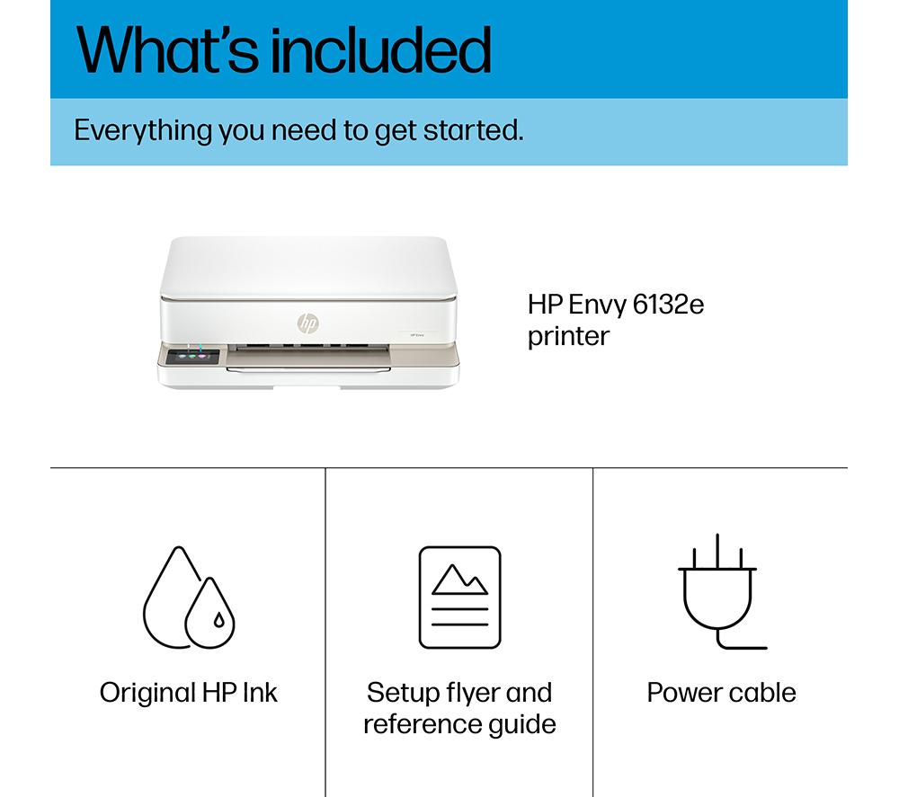 HP Envy 6132e All-in-One Wireless Inkjet Printer with Fax & 6 Months Free Instant Ink with HP+