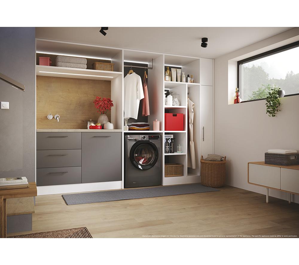 HOOVER H-Wash 350 H3WPS4126TAMBR80 WiFi-enabled 12 kg 1400rpm Washing Machine - Graphite