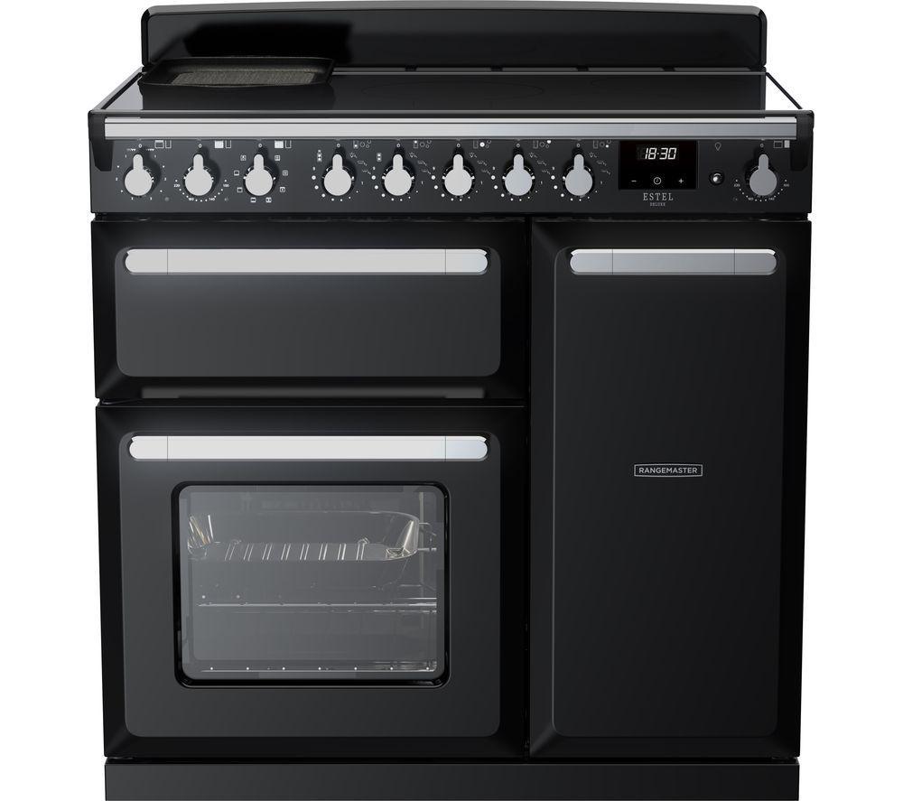 RANGEMASTER Estel Deluxe ESDL90EIPGBL/CM1 90 cm Electric Induction Range Cooker - Black & Chrome