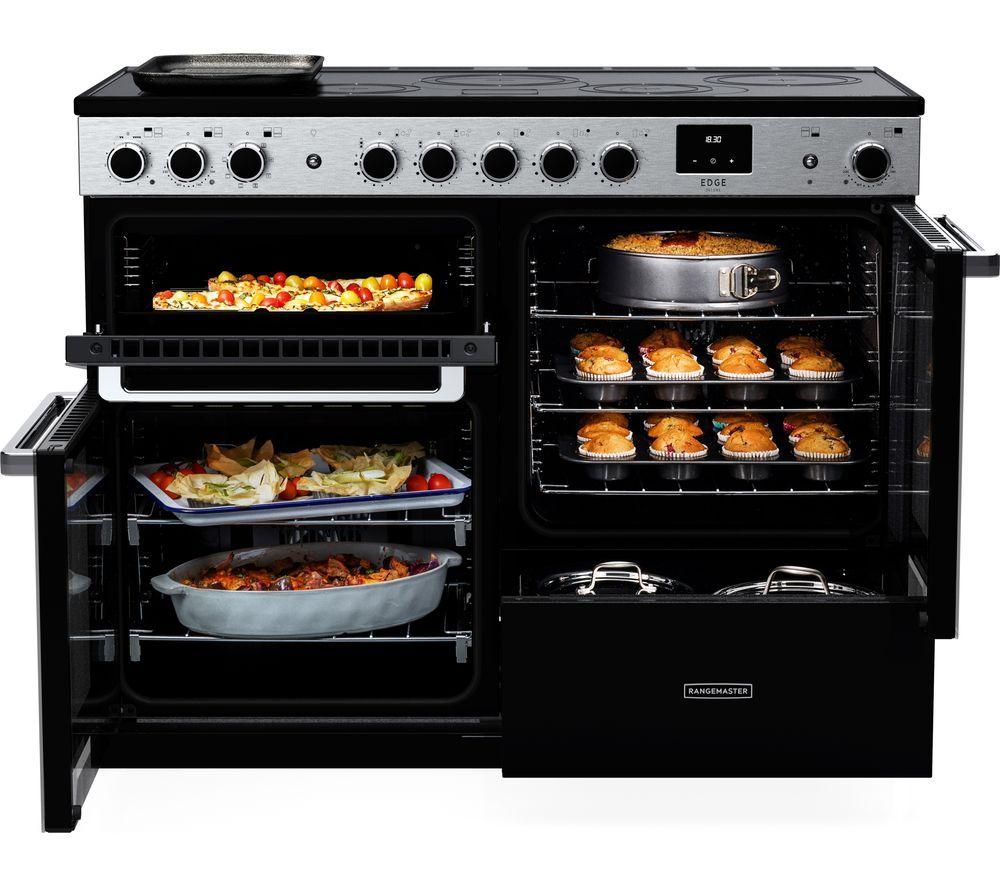RANGEMASTER Edge Deluxe EDDL110EIGBLK/CM1 110 cm Electric Induction Range Cooker - Black & Chrome