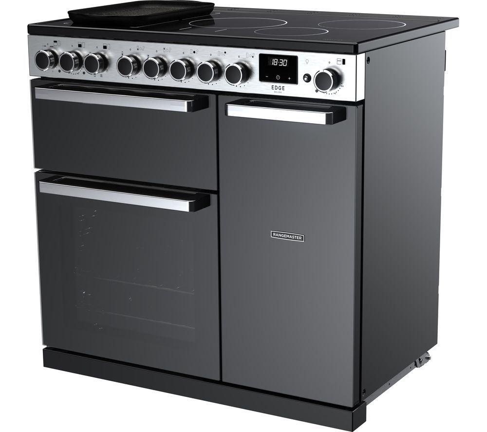 RANGEMASTER Edge Deluxe EDDL90EIGBLK/CM1 90 cm Electric Induction Range Cooker - Black & Chrome