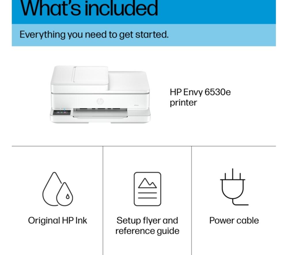 HP Envy 6530e All-in-One Wireless Inkjet Printer with Fax & 3 Months Free Instant Ink with HP+
