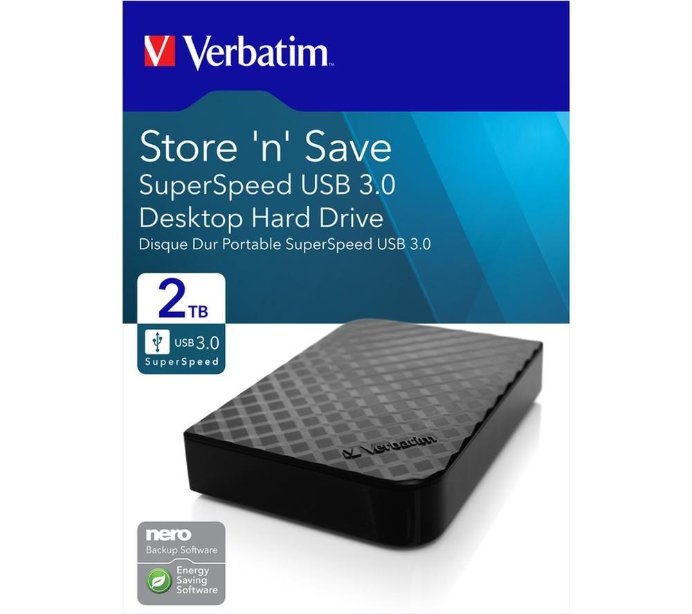 VERBATIM Store 'n' Save Portable Hard Drive - 2 TB, Black