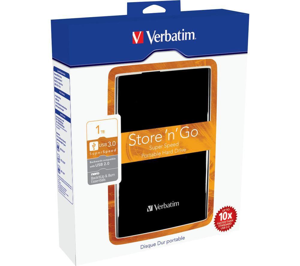 VERBATIM Store 'n' Go Portable Hard Drive - 1 TB, Black