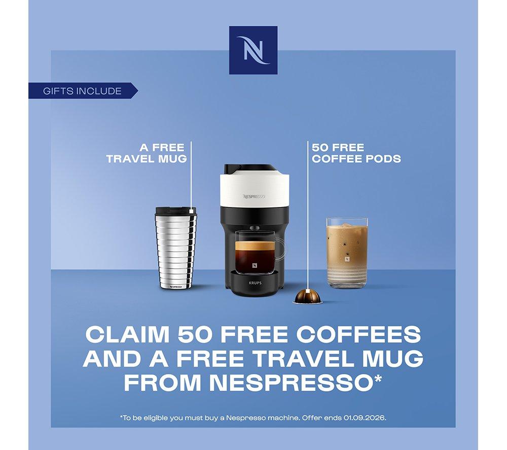 NESPRESSO by Krups Vertuo Pop Barista Bundle XN920141 Smart Coffee Machine - Coconut White