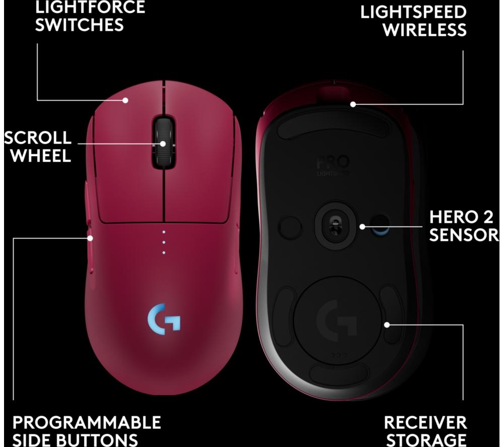 LOGITECH PRO 2 Lightspeed RGB Wireless Optical Gaming Mouse - Magenta