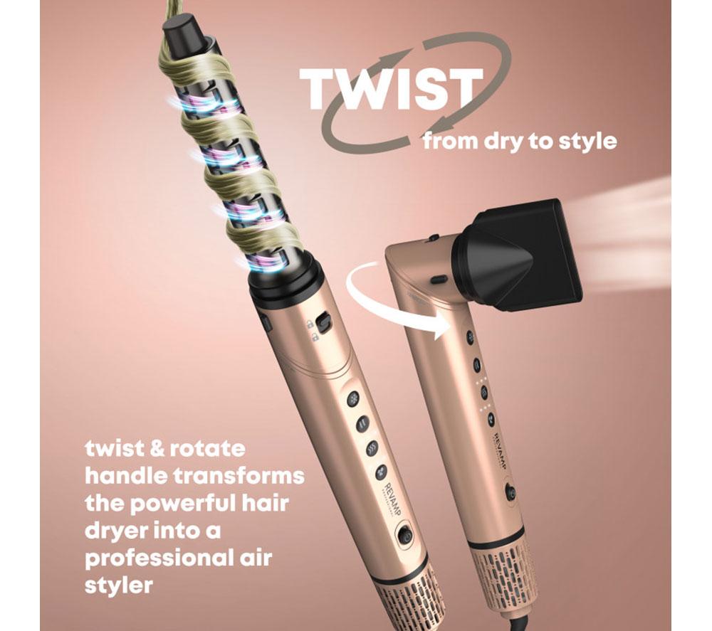 REVAMP Dynamic Radiance Pro Blow Dry 7-in-1 Ionic Air Styler - Gold