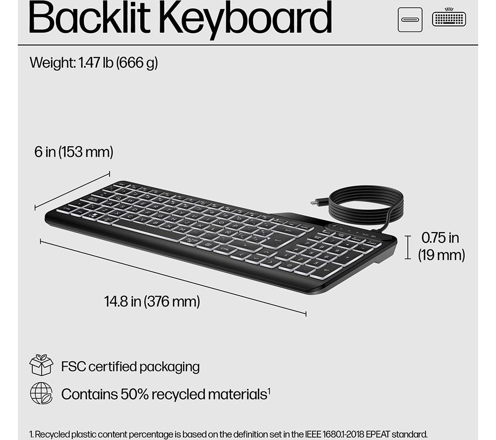 Teclado HP 400 retroiluminado - Negro