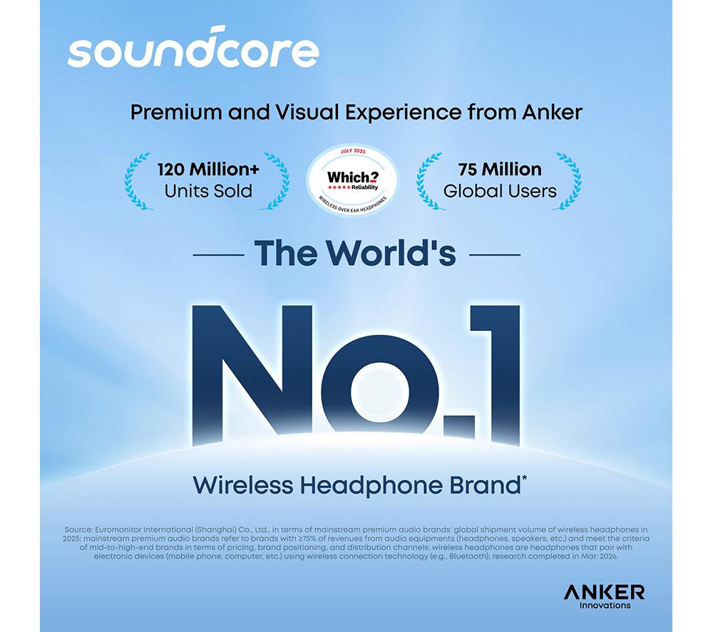 SOUNDCORE Space One Wireless Bluetooth Noise-Cancelling Headphones - Black